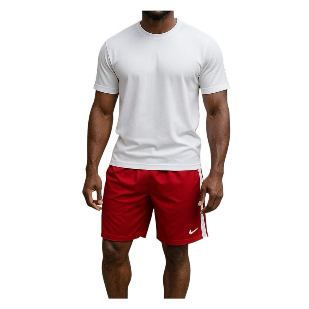 Nike Men's Basketball Athletic Running Exercise Shorts Red White Trim Swoosh XL